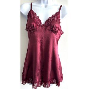 NK Imode Lace Spaghetti Silk Burgundy Camisole Sz S